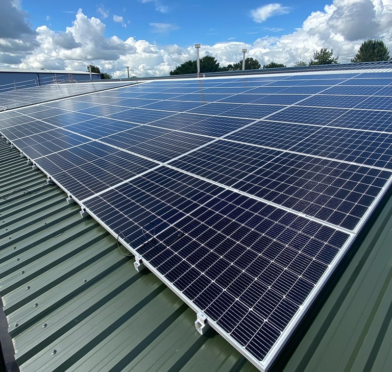Large solar solarise PV panel array for commercial property