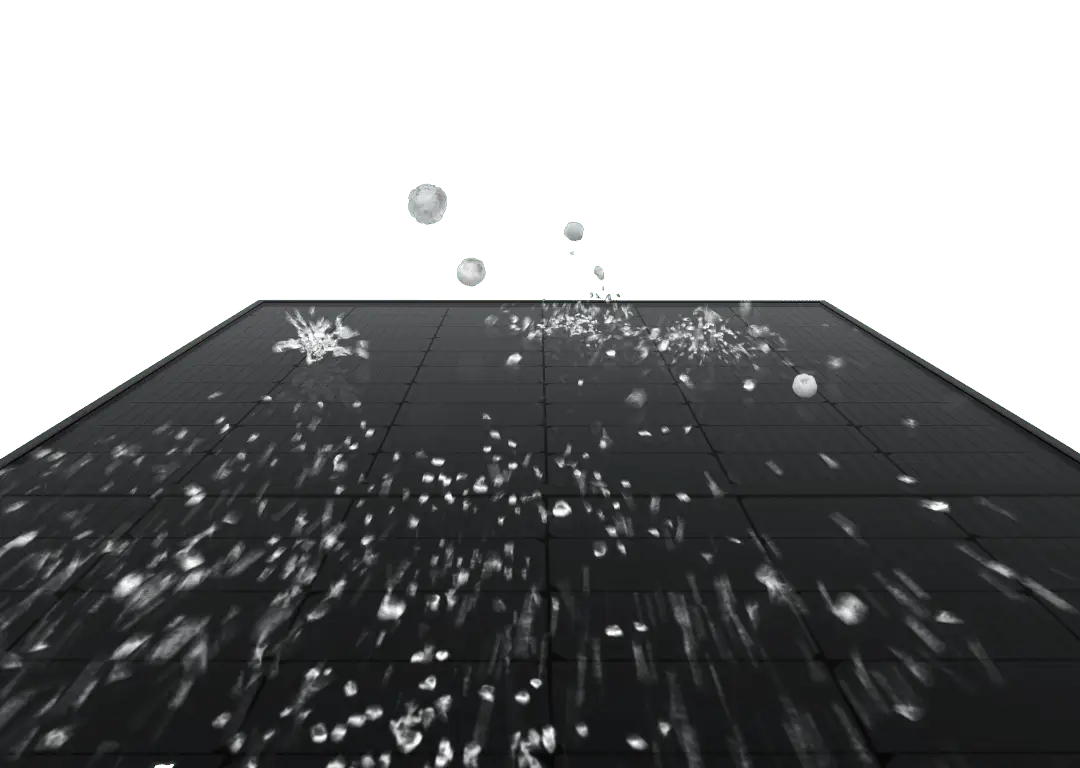 render of solarwatt panel and hail stones