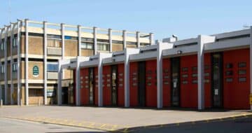 Fire station with flat roof