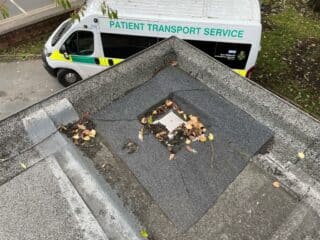 Blocked drains were discovered during Garalnd's detailed roof condition survey