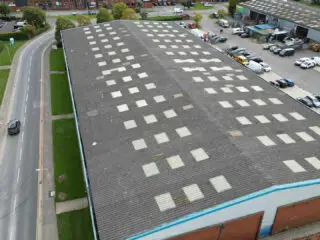Original asbestos roof before the Garland UK roof and solar upgrade