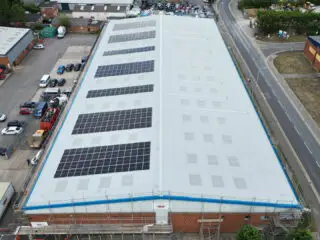 Arial view of the Garland UK refurbishment project at Hambridge Industrial Estate