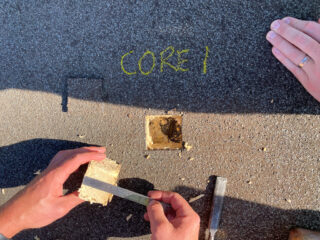 Garland UK Technical Manager Alex Kitis carried out a detailed roof condition survey across the site.