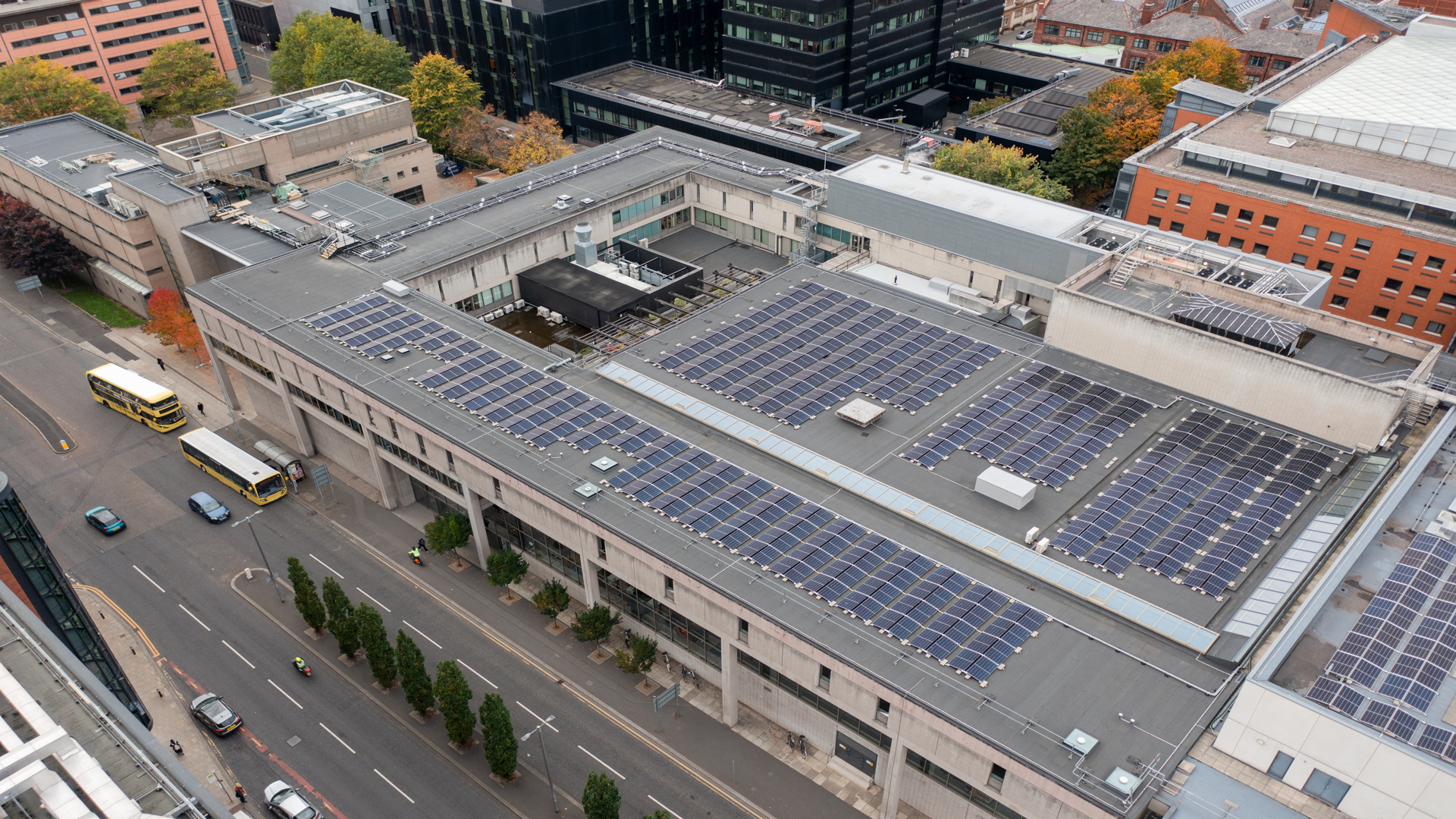 Garland UK roof refurbishment, supporting the RNCM's decarbonisation strategy. Installation featuring the StressPly Flex Plus system