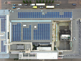 Garland UK roof refurbishment project at RNCM, aerial view of the StressPly Flex Plus installation