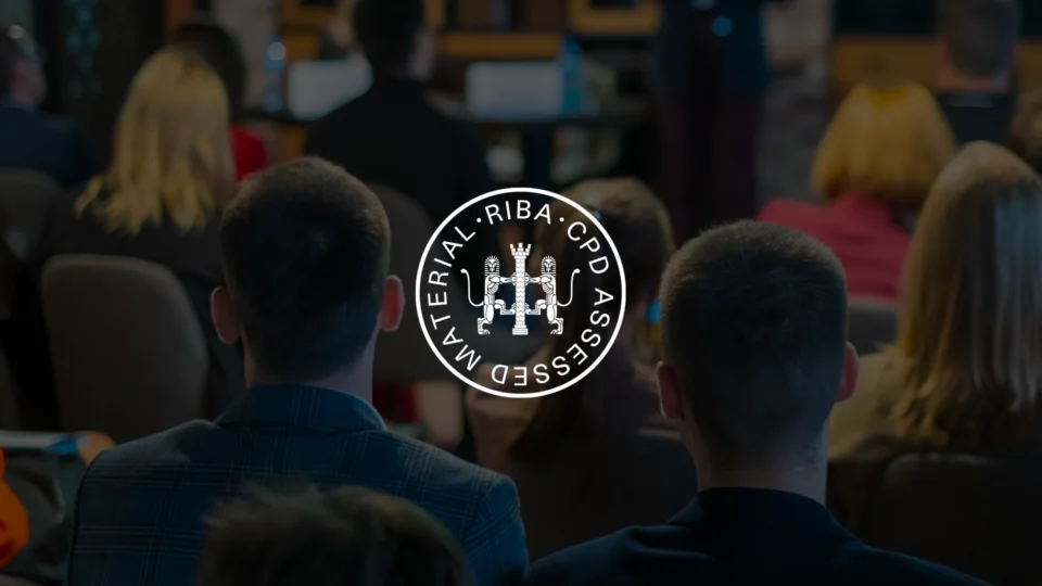 RIBA CPD seal logo displayed at professional development event gathering