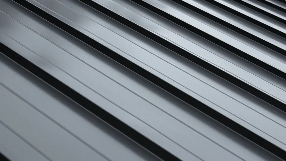 Diagonal metallic silver and black striped pattern with shadow depth