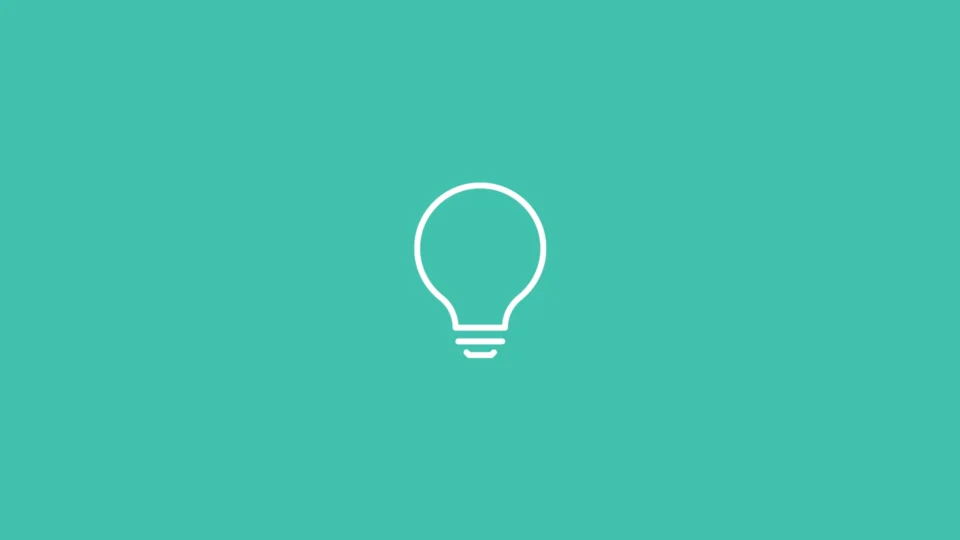 White lightbulb icon on turquoise background representing sustainability ideas