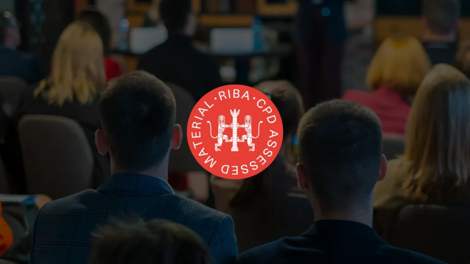 RIBA CPD red seal logo displayed at professional conference event