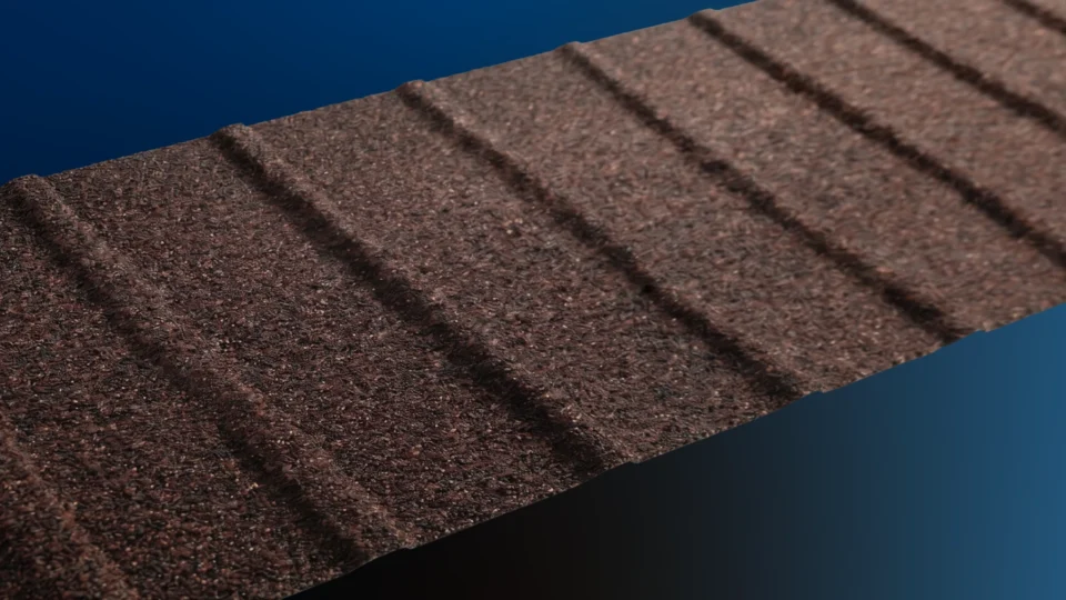 Close-up of traditional slate tile with diagonal ridged texture and shadows