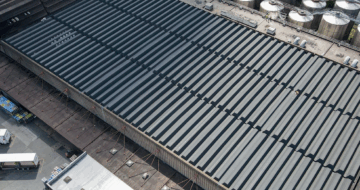 Aerial view of Carlsberg Britvic Brewery roof refurbishment